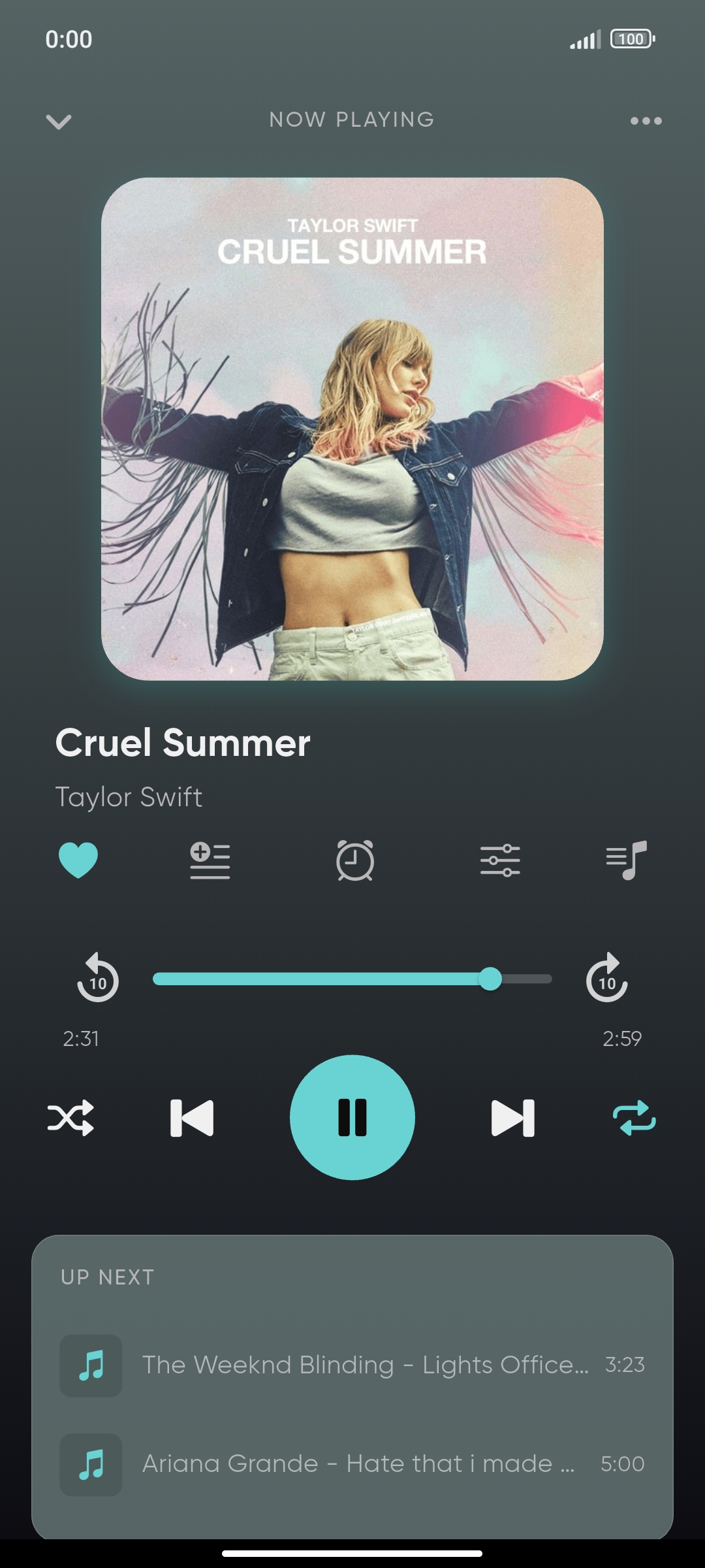 Android Music now playing screen